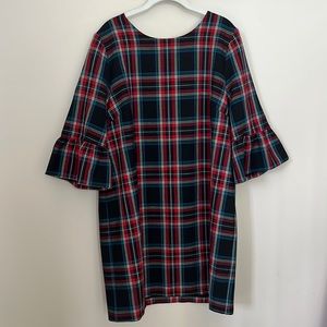 Vineyard Vines Jolly Plaid Greenwich Flutter Sleeve Shift Dress | 16